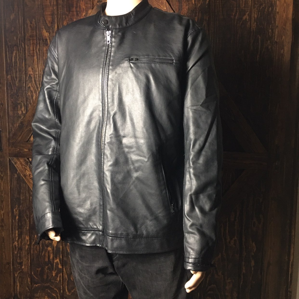 Claiborne Faux Leather Jacket Mens