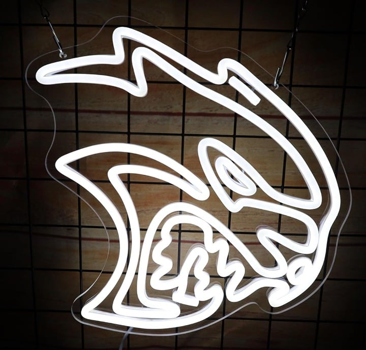 Vivid Bright White Dodge Challenger Hellcat Logo LED Night Light Garage Sign