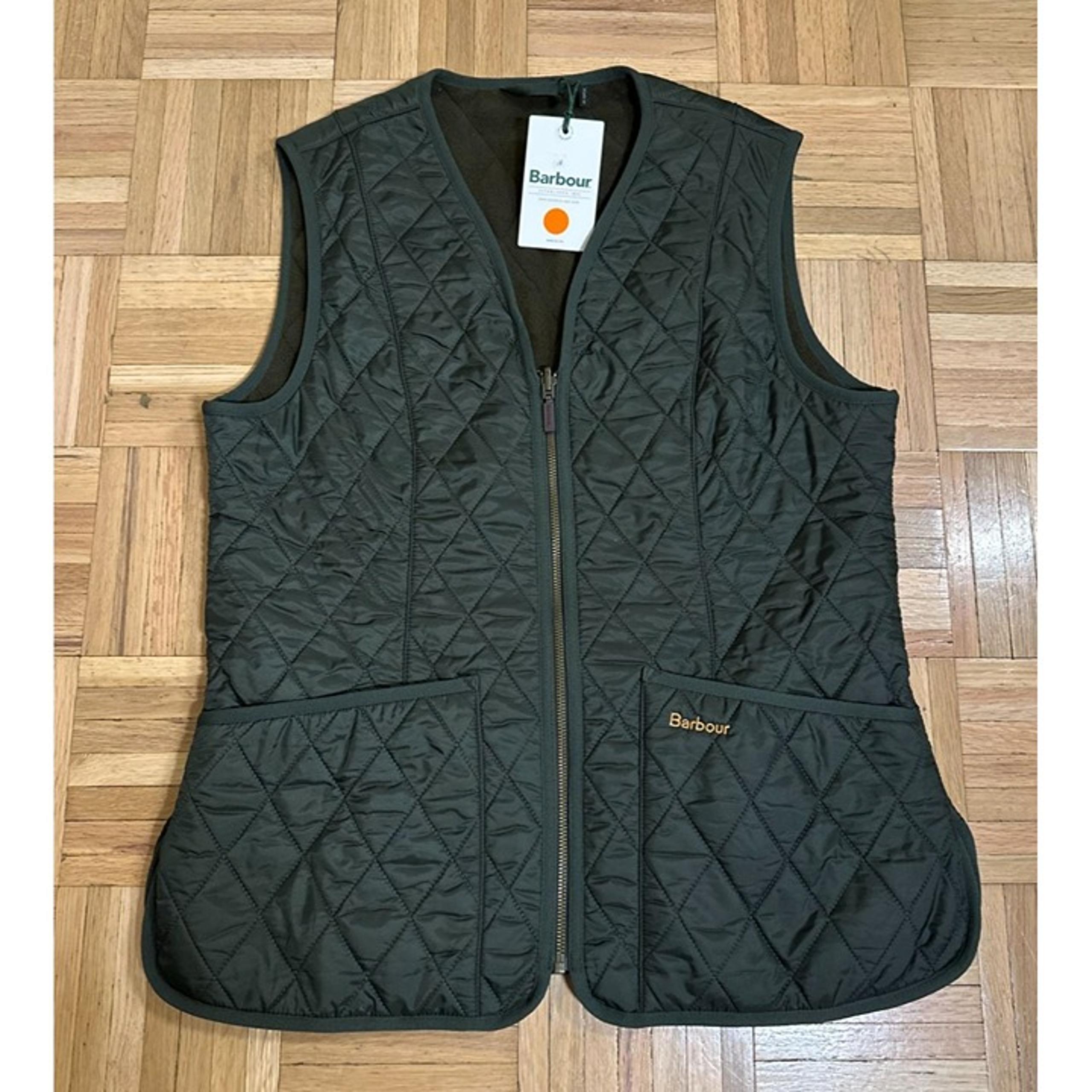 New Barbour Vest Fleece Betty Liner Womens 10 Green Gilet Quilted Casual