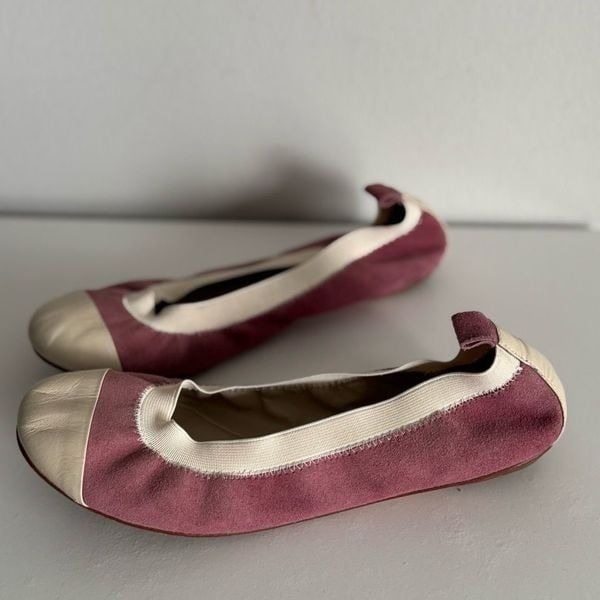 Noemie Balletcore Pink Suede Leather Flats