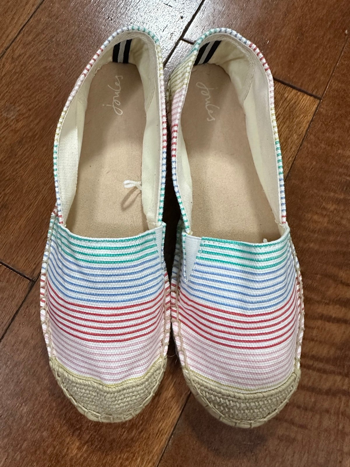 New Joules Multi Stripe Shelbury Slip-on Espadrille Sz 6