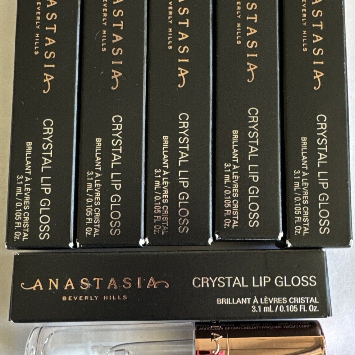 NEW 6 x Anastasia (Clear) Beverly Hills Crystal Lip Gloss Deluxe 3.1ml in Glass