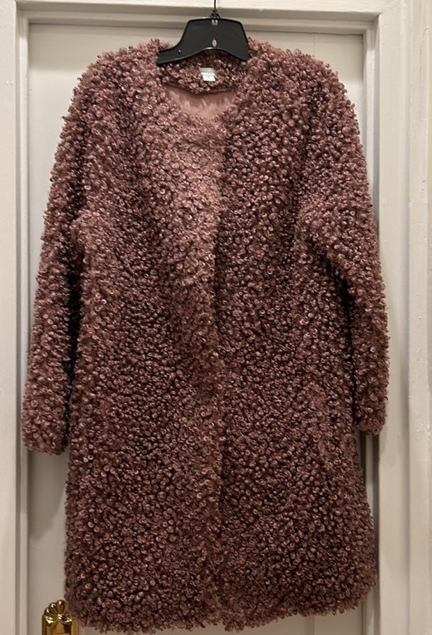 Sundance Catalog Boucle Mauve Curly Coat Size Small