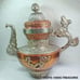 TEA KETTLE COPPER WITH SILVER COLOR FROM NEPAL 12.75 x 12.50 INCHES 3lb 11.2ozs