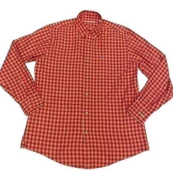 Southern Tide Red, White, Gray Plaid Long Sleeve Button Down Shirt Sz M