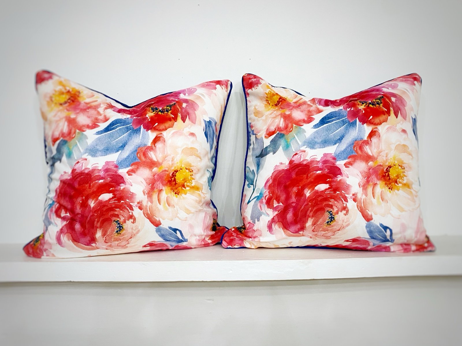 Floral Down Feather Throw Pillows By Boho Living Pink Red Watercolor 18 x 18