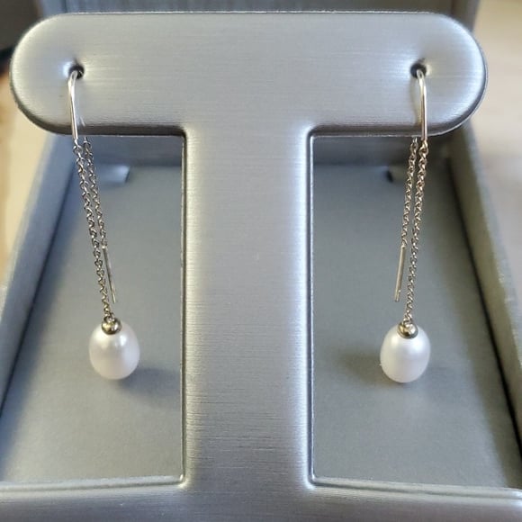 Sterling Silver 925 Pearl Threader Earrings