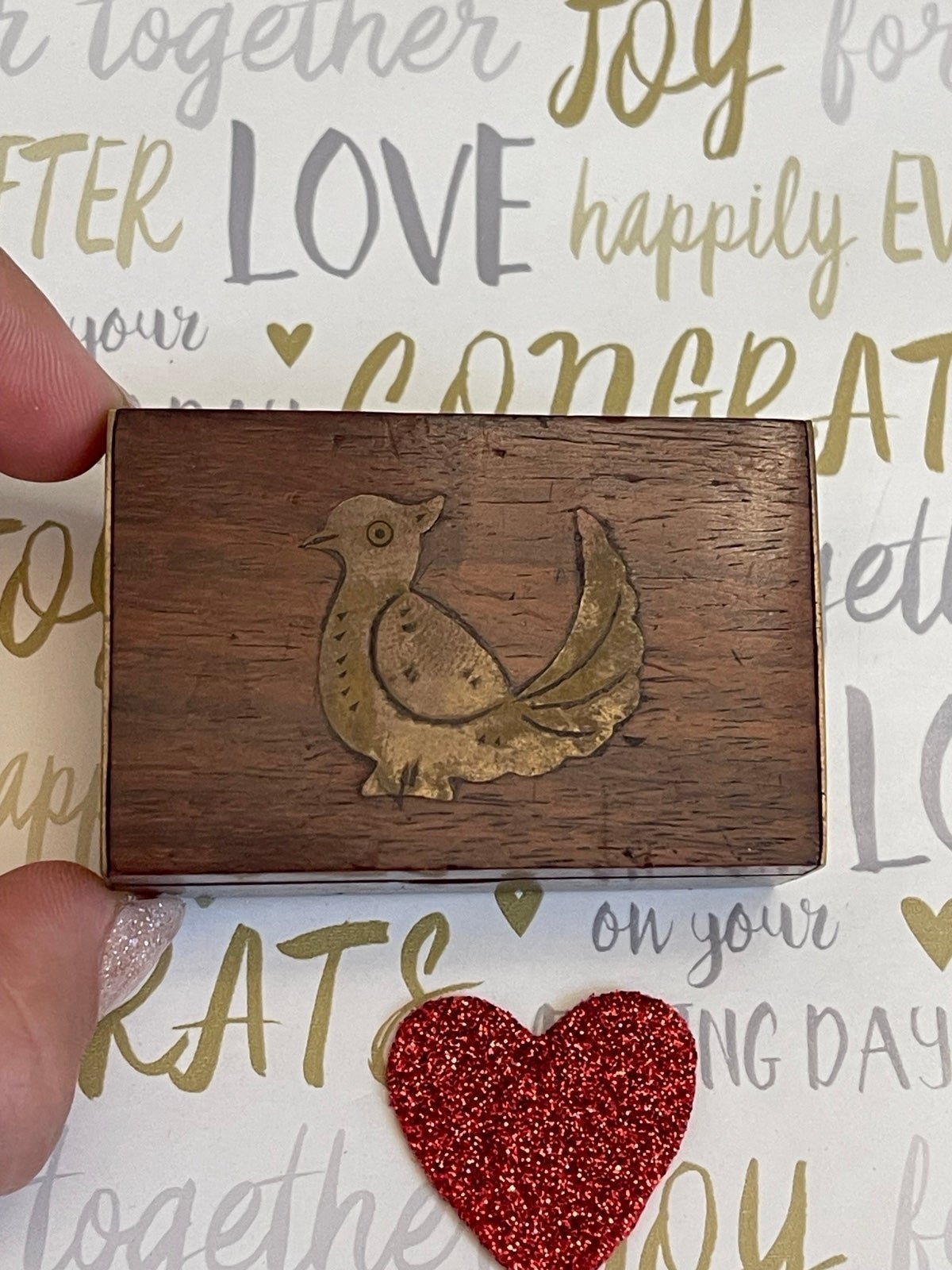 Vintage box Tudor Style Trinket wood brass bird Kitsch Chic Boho piece Antique