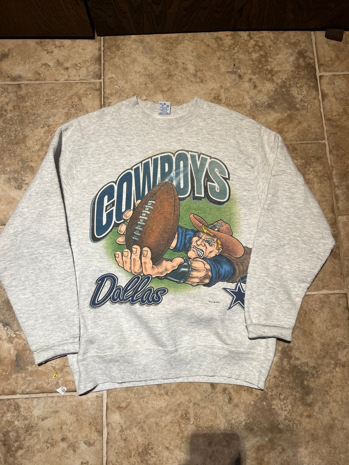 VINTAGE 1994 DALLAS COWBOYS CARTOON GRAPHIC SWEATSHIRT MENS LARGE SALEM