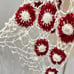 Vintage handknit crotchet granny square 3d flower triangle scarf white/red