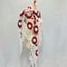 Vintage handknit crotchet granny square 3d flower triangle scarf white/red