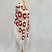 Vintage handknit crotchet granny square 3d flower triangle scarf white/red