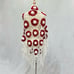 Vintage handknit crotchet granny square 3d flower triangle scarf white/red