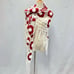 Vintage handknit crotchet granny square 3d flower triangle scarf white/red