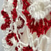 Vintage handknit crotchet granny square 3d flower triangle scarf white/red