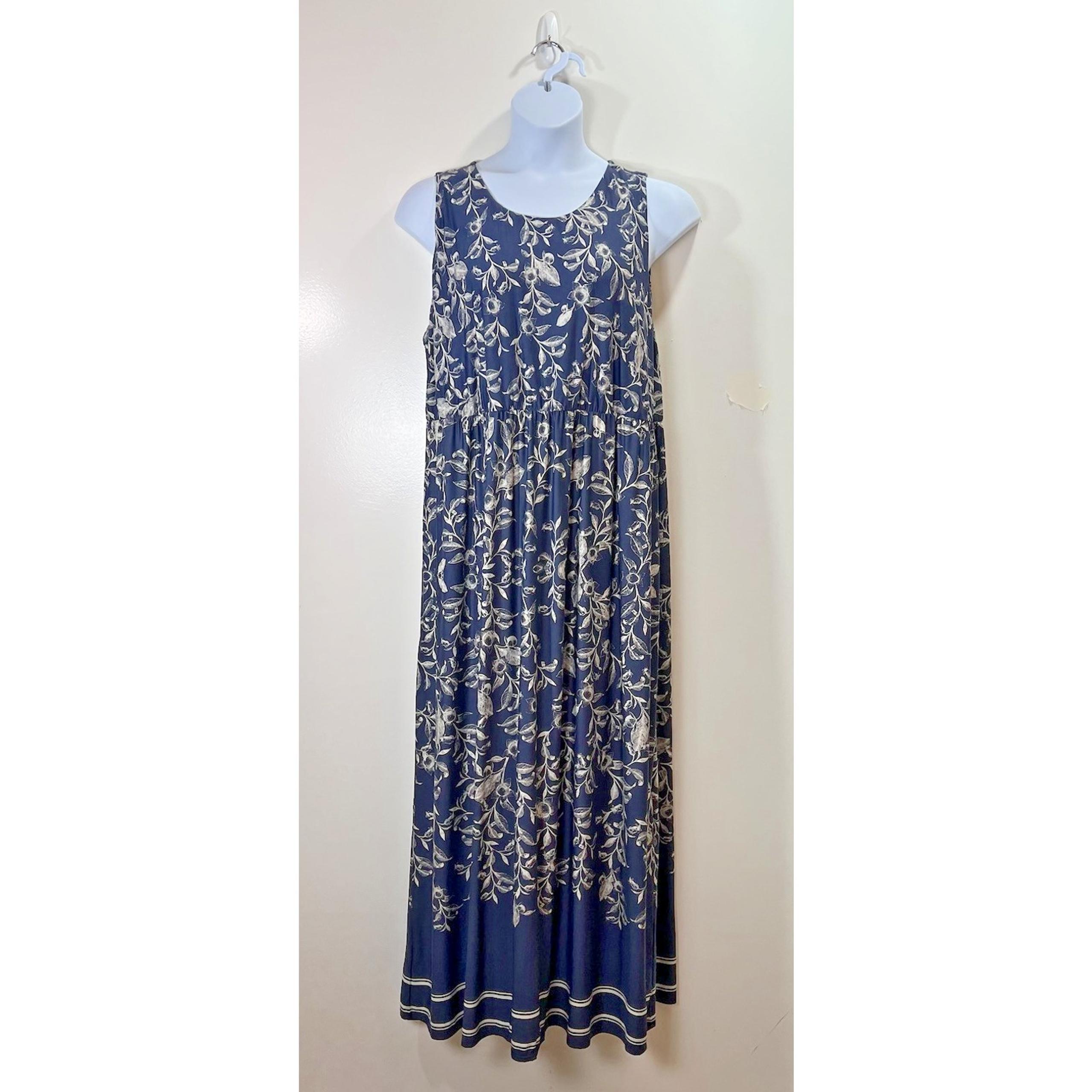 Soma Womens Maxi Dress Size XXL Blue Cream Floral Soft Casual Coastal Comfy Boho