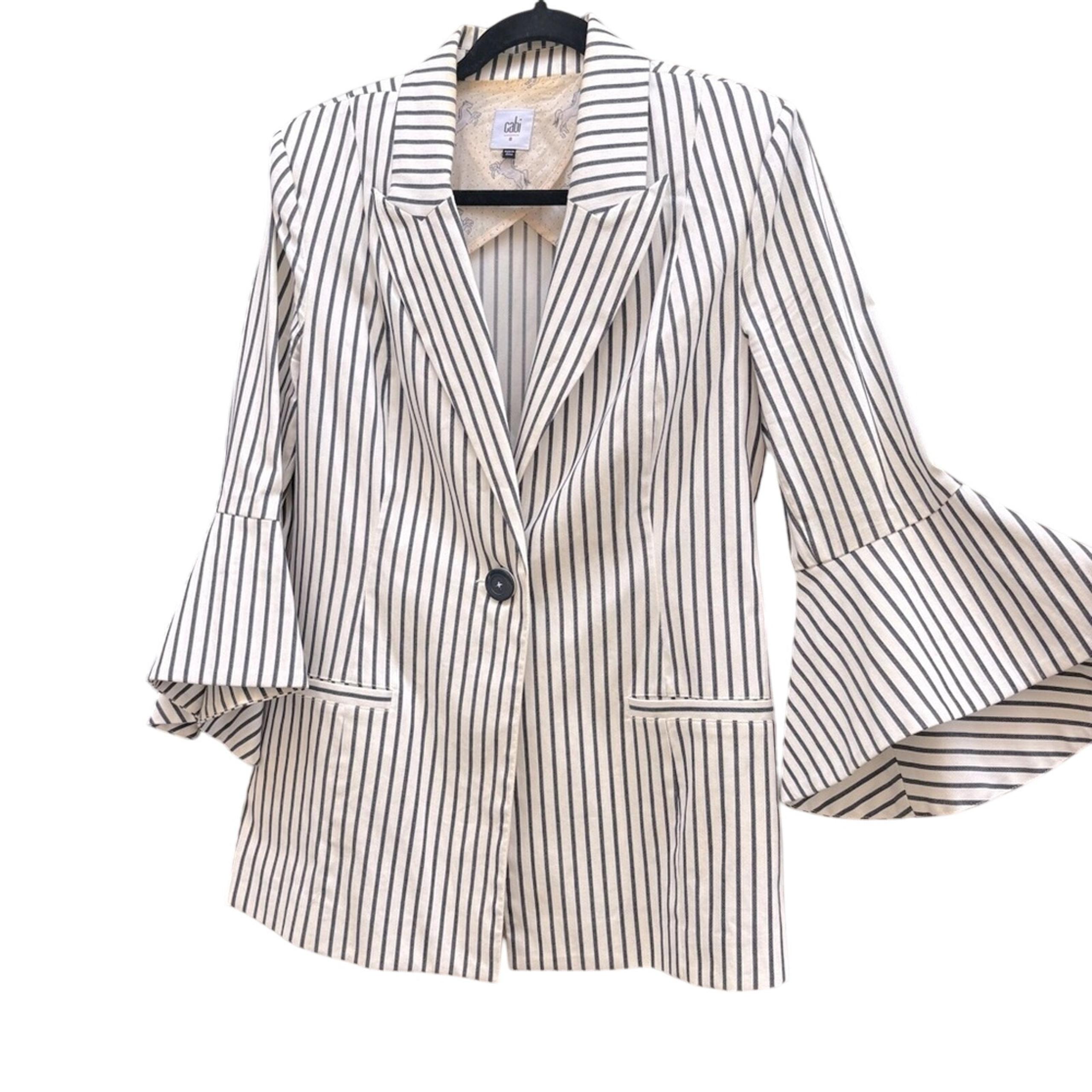 CAbi chic pinstripe derby Striped Women's Jacket, size 8