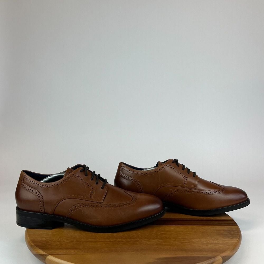 New Mens Cole Haan Grand Plus Brown Leather Wingtip Oxford Dress Shoes Size 11 W