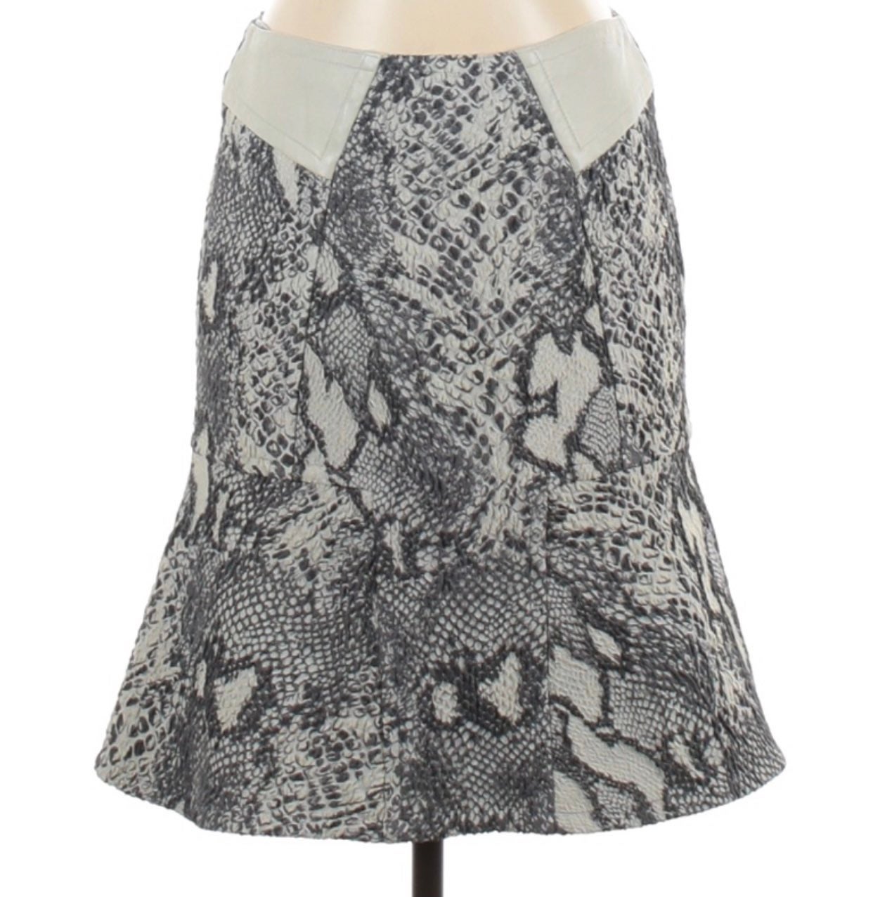 Yigal Azrouel grey snakeskin print skirt