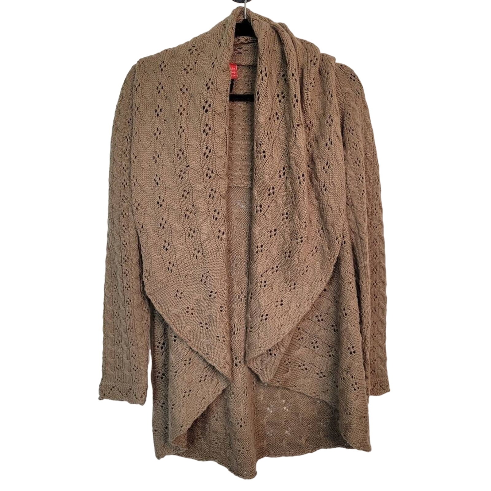 Anthropologie Italca of Italy Cardigan Sweater Womens Small Tan Wool Blend