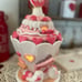 Valentine's Day LED Lighted Gingerbread Cupcake Glitter House Love BIrds NWT
