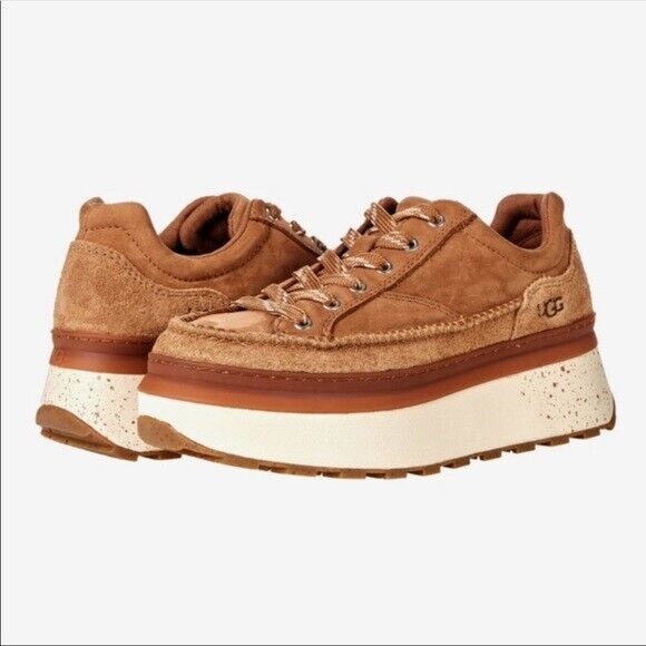 UGG Marin Lace Up Sneakers Women's Brown Size 10 In Chestnut Leather NEW