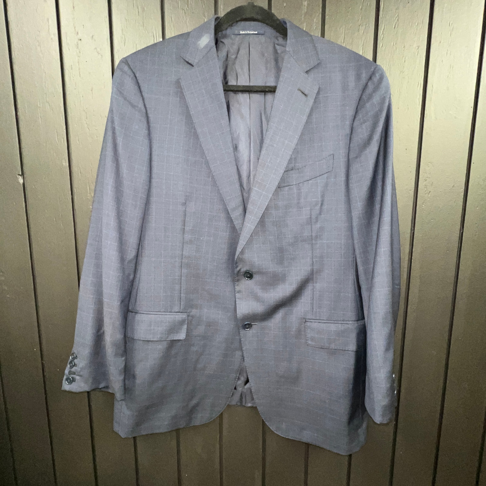 Ermenegildo Zegna Mila Fit Plaid Blue 100% Wool Suit Blazer 54R SEE PHOTOS*
