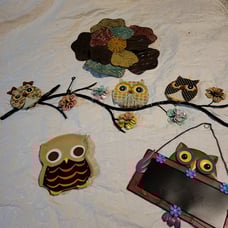 Cute owl grouping wall Decor dresser tray