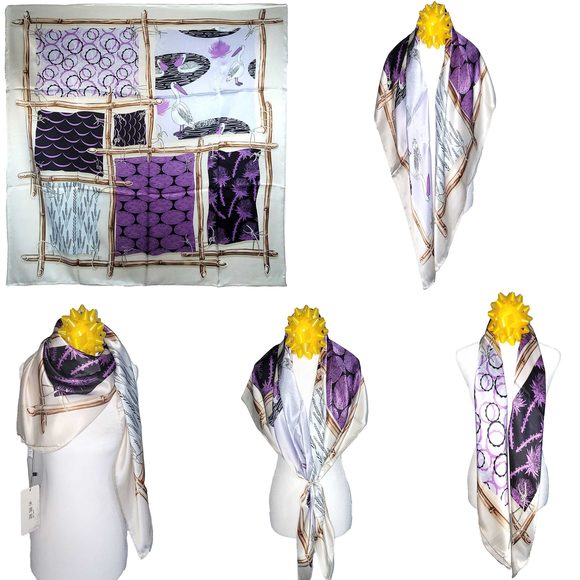 NWT Genuine 100% Mulberry Silk Satin Scarf 42 x42 Large Square Shawl 59721