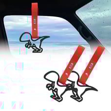 BRAND NEW 2PCS DINOSAUR BLACK JDM TSURIKAWA RING Red Handle Strap Drift Charm