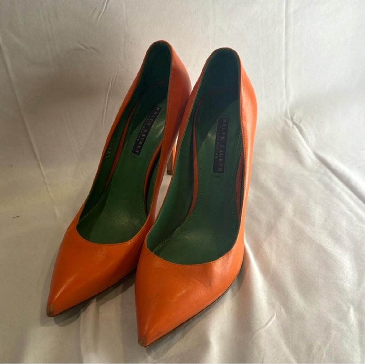Ralph Lauren orange leather pumps - size 39B