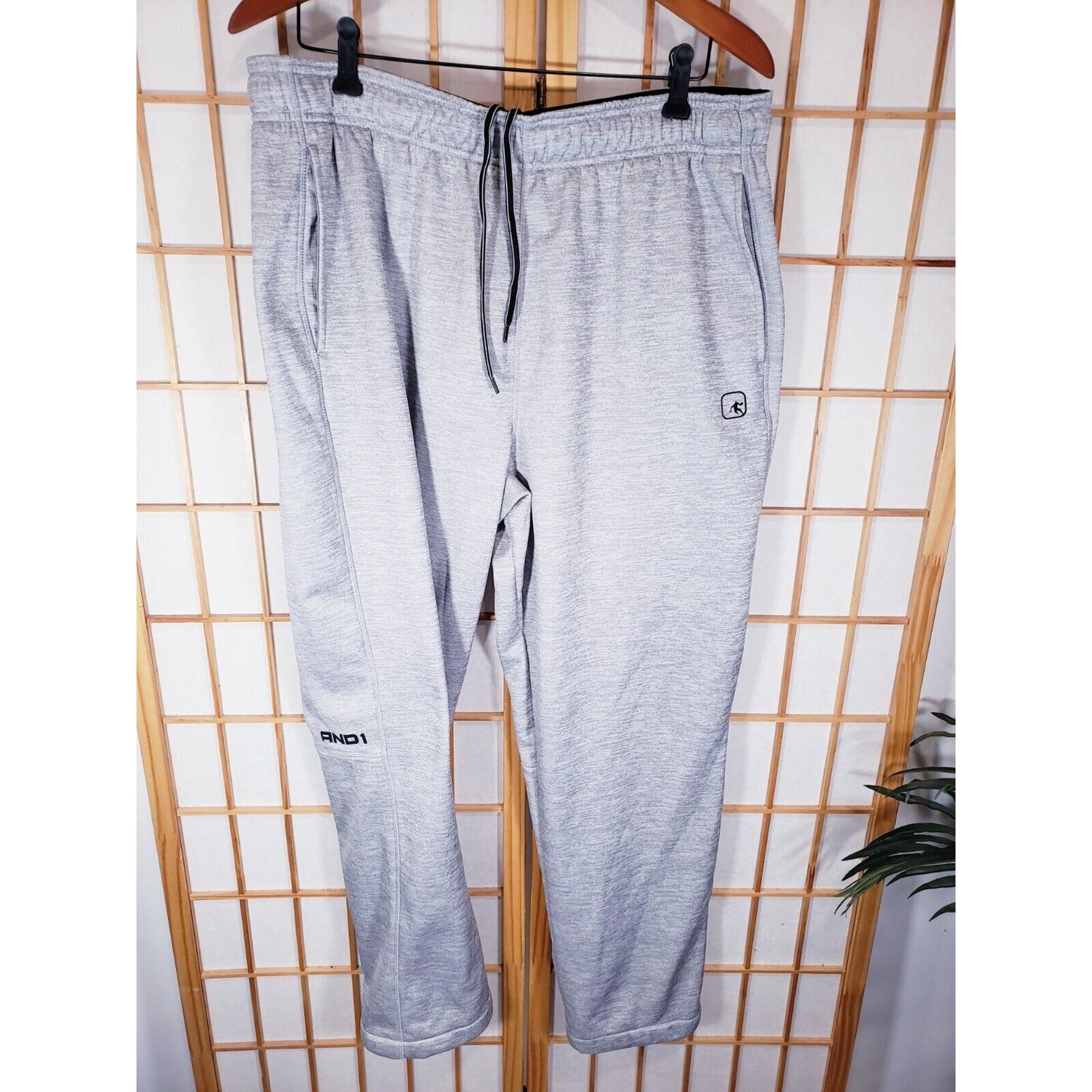 And1 Double Team Men's Size XL Basketball Gray Sweatpant RN #117927 - Polyester