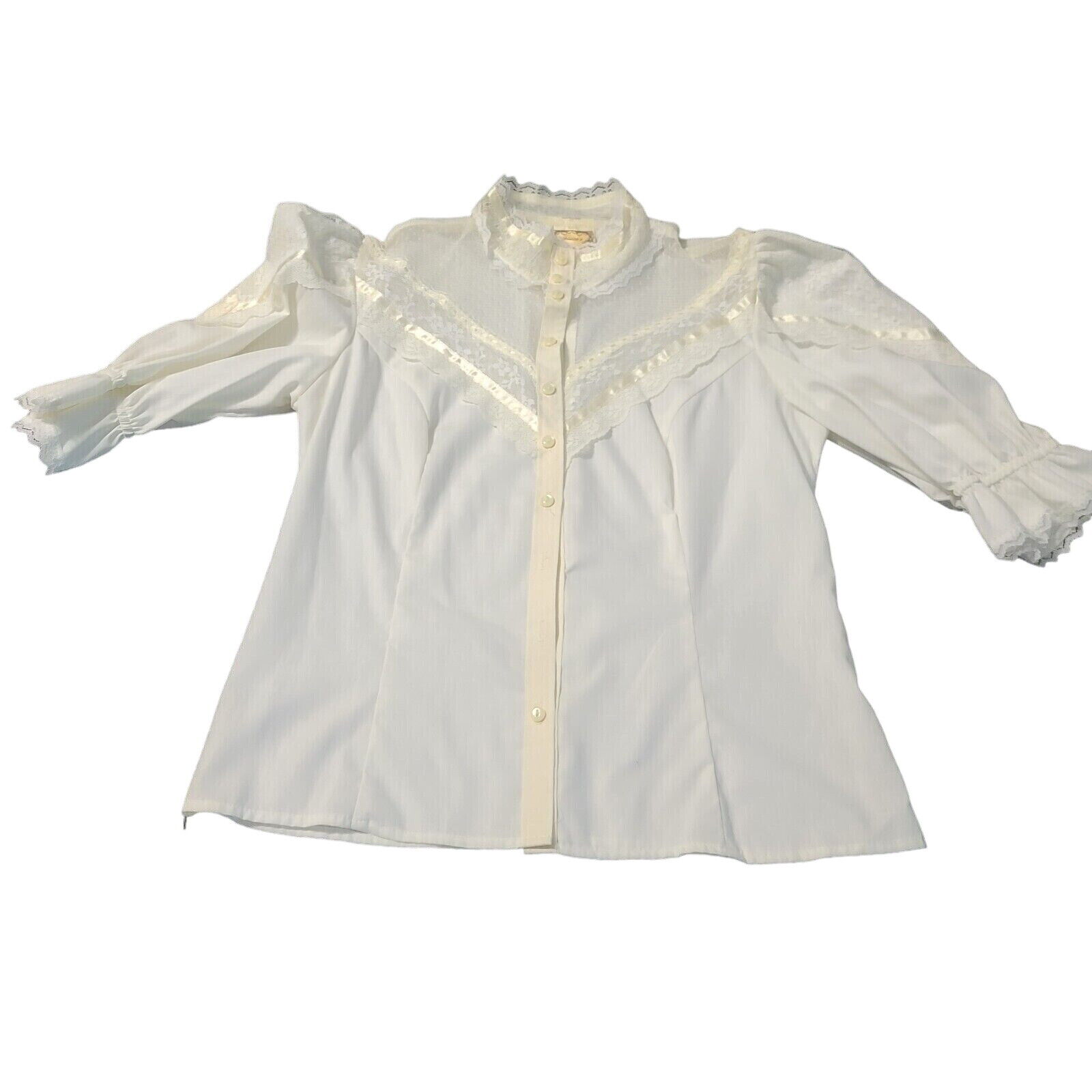 Jessica's Gunnies Womens Vintage Cream Button-up Top Size XS Lace San Francisco