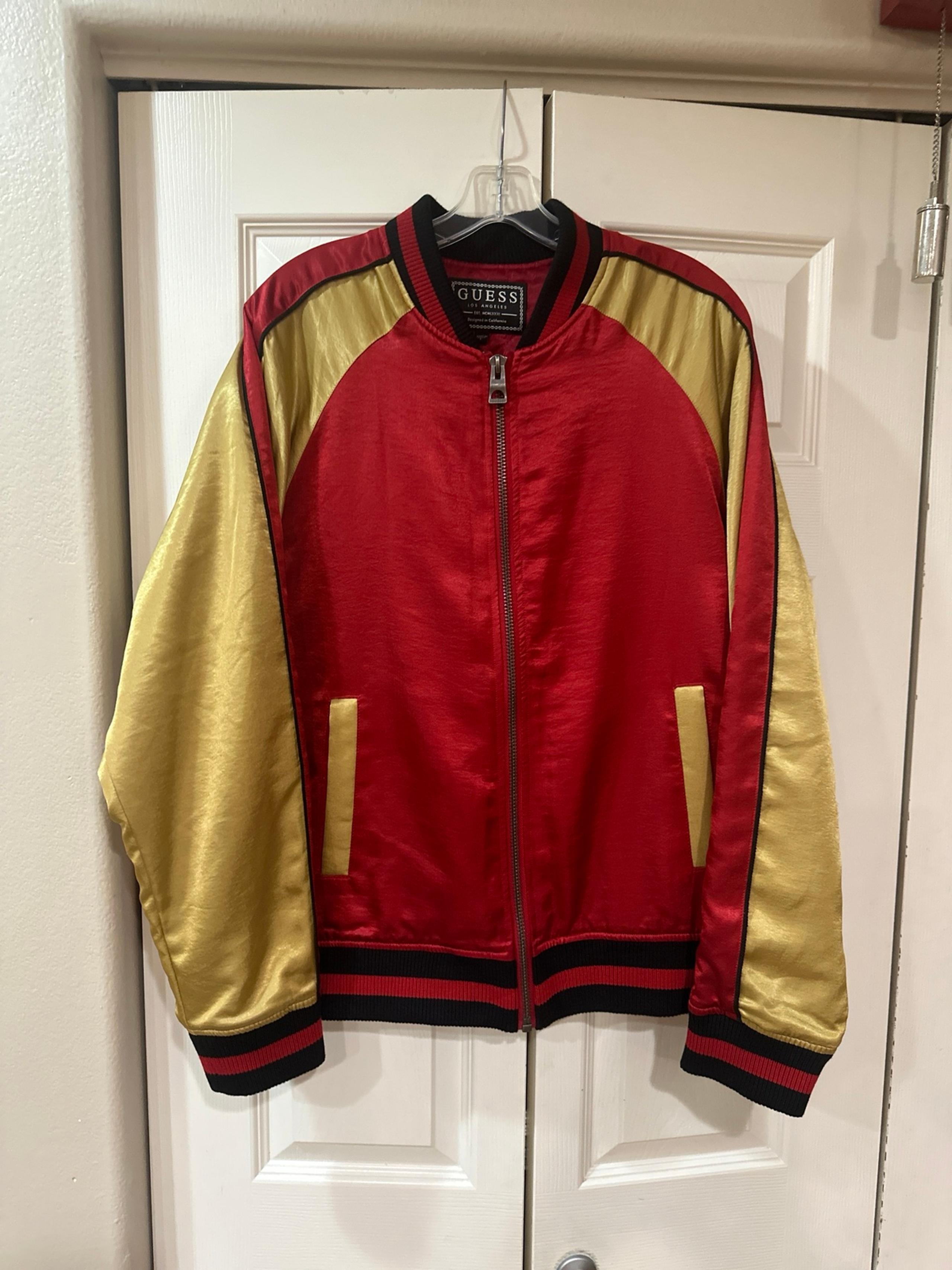 GUESS Los Angeles Original Red/Gold Irvine Black Panther Full Zip Jacket Men’s L