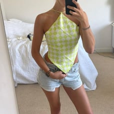 lime green checkered halter top
