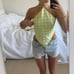 lime green checkered halter top
