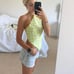 lime green checkered halter top