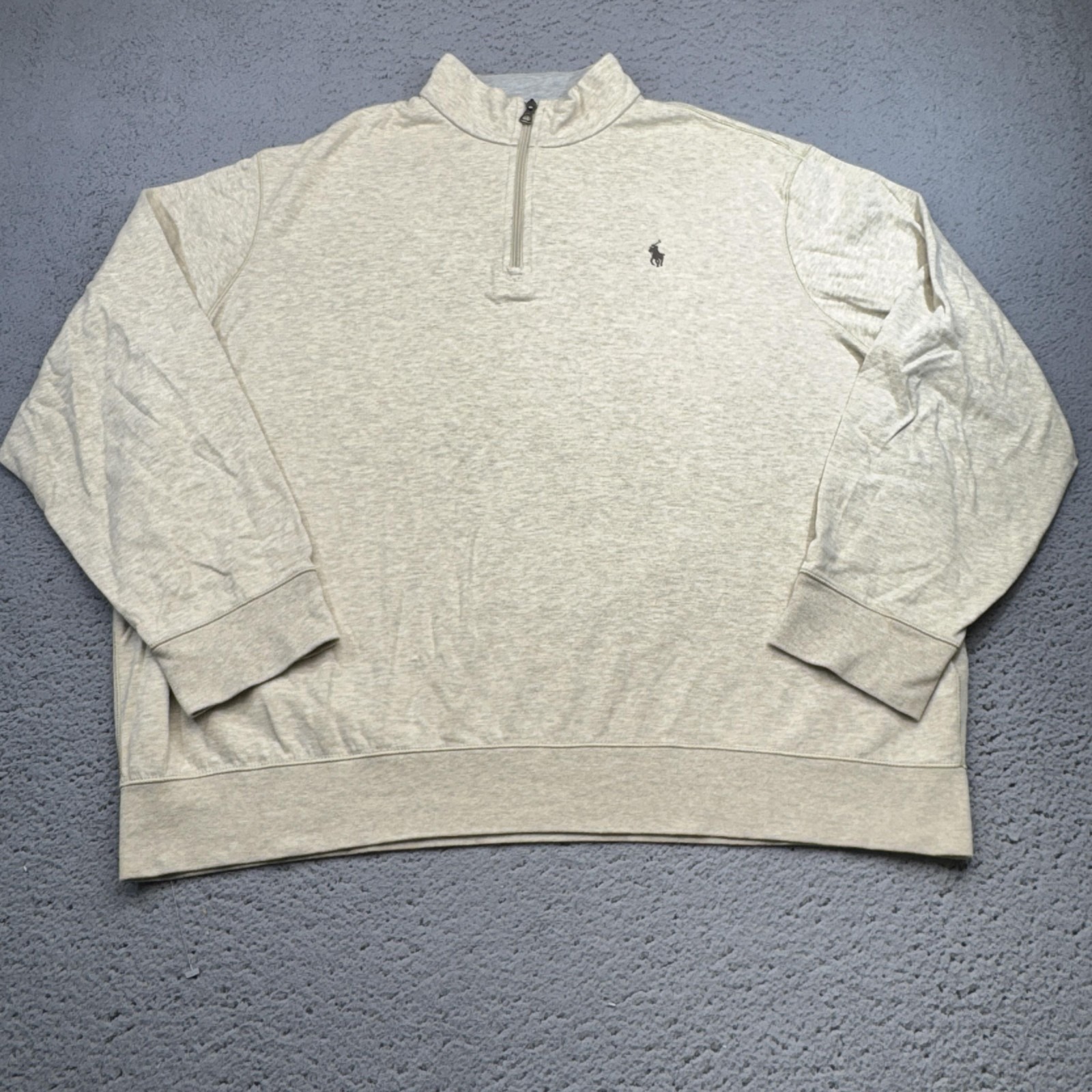 Polo Ralph Lauren Sweatshirt Men Extra Large Beige Oatmeal Performance Zip Pony