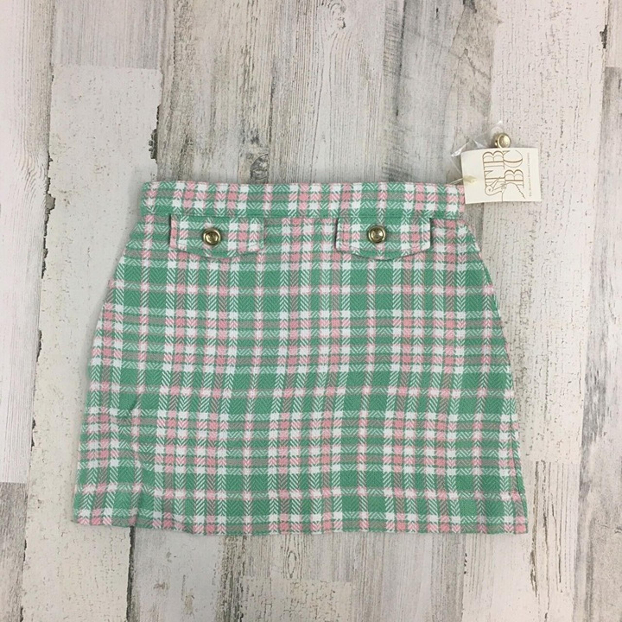 Beaufort Bonnet Company Perrin Pocket Skirt Putney Plaid Pink Green Girls 8 NWT