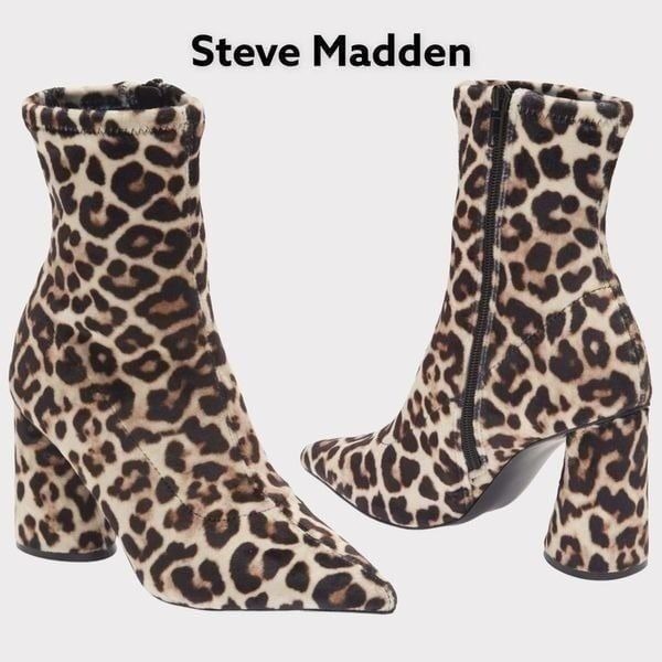 NWT STEVE MADDEN leopard print pointed toe booties 7.5