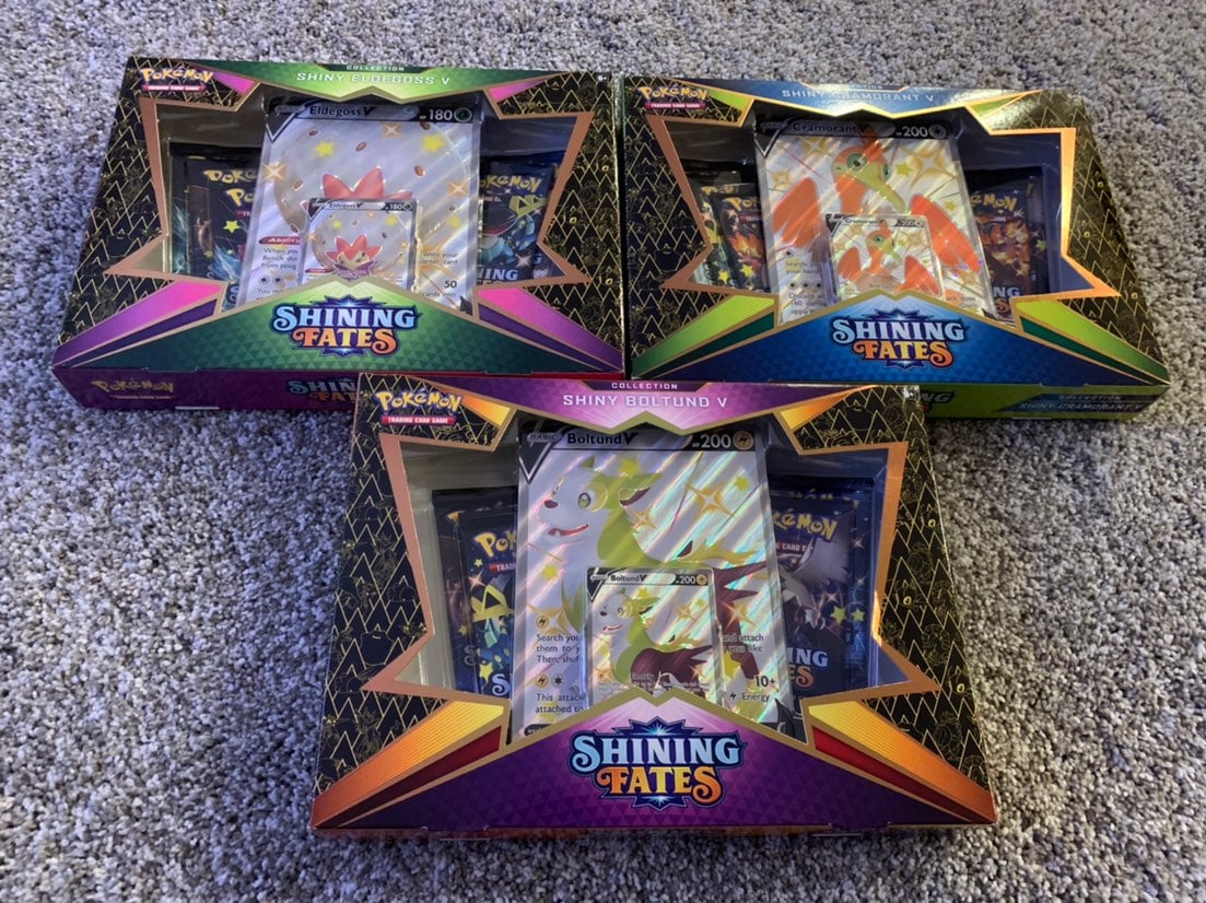 Pokemon TCG Shining Fates Shiny V Box Set Cramorant Boltund Eldegoss