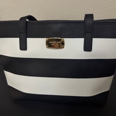 Michael Kors Jet Set Black & White Stripe Tote