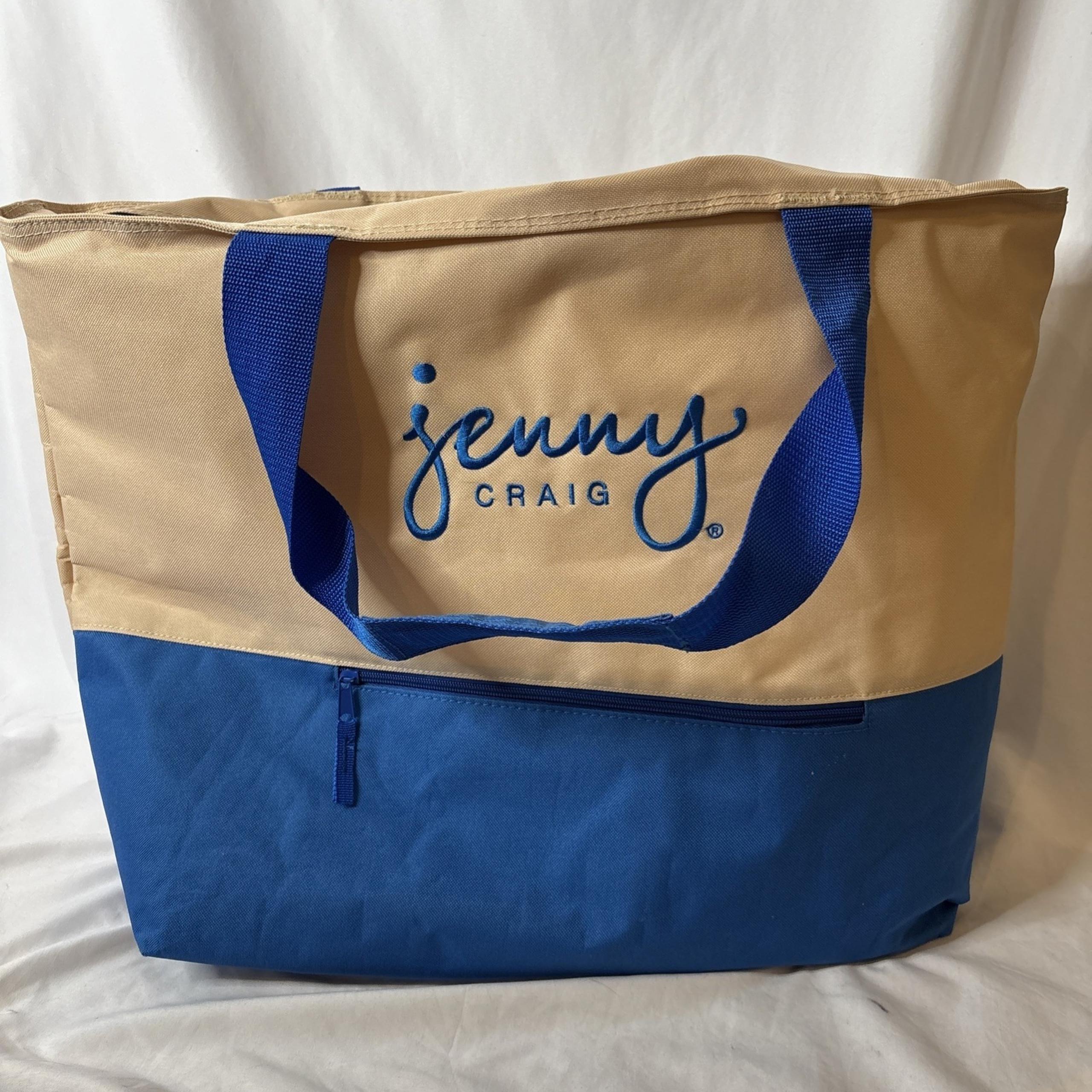 Jenny Craig Large Tote Cooler Bag Promotes Weight Loss Blue Beige Zip Close
