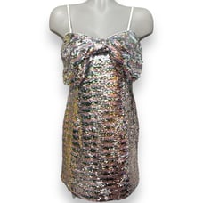 BOW-EMBELLISHED STRAPLESS SEQUIN Dress by Avec Les Filles Mini Dress, Size M