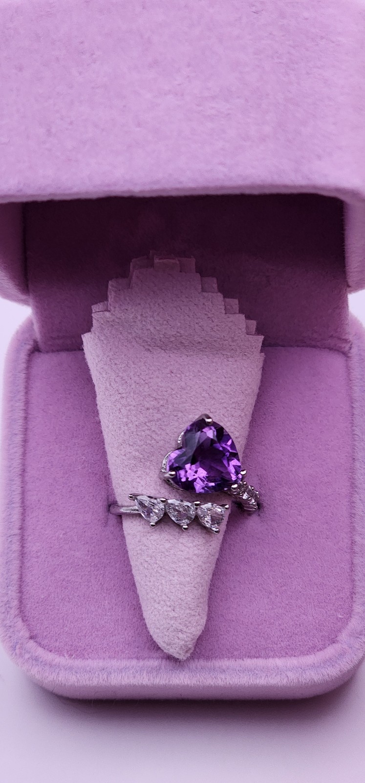 Purple Heart Shaped Moissanite Sterling Silver S925