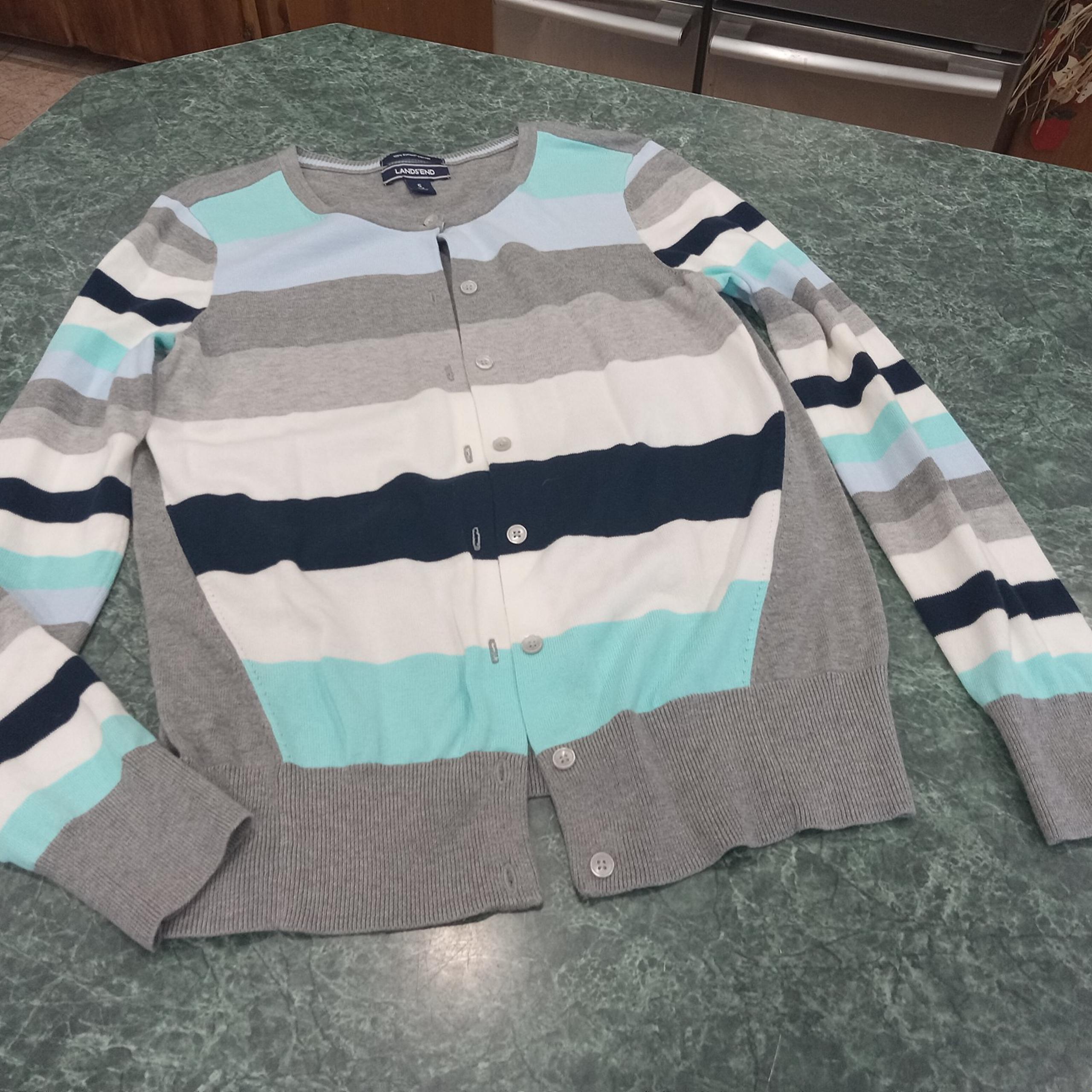 Lands End womens size small button front 100% supima cotton Cardigan