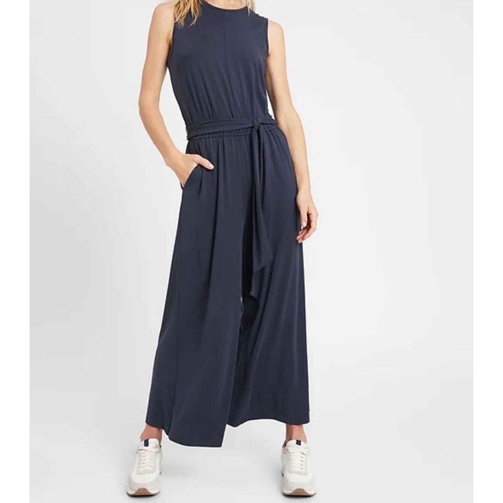 Banana Republic SANDWASH CROPPED WIDE-LEG JUMPSUIT Size 2 Blue