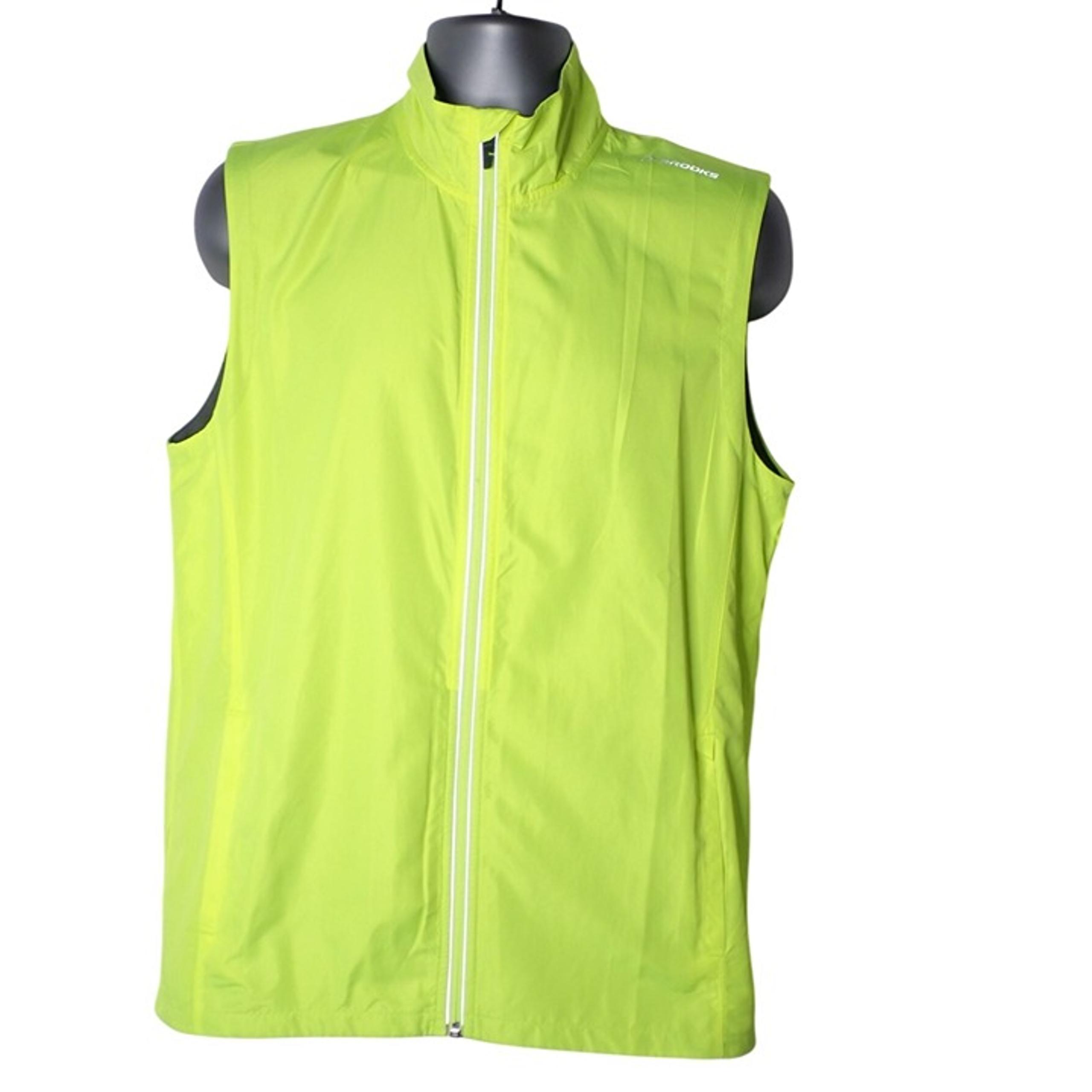 Brooks Runvisible Vest Mens M drilayer Yellow reflective Neon Zip Lightweight