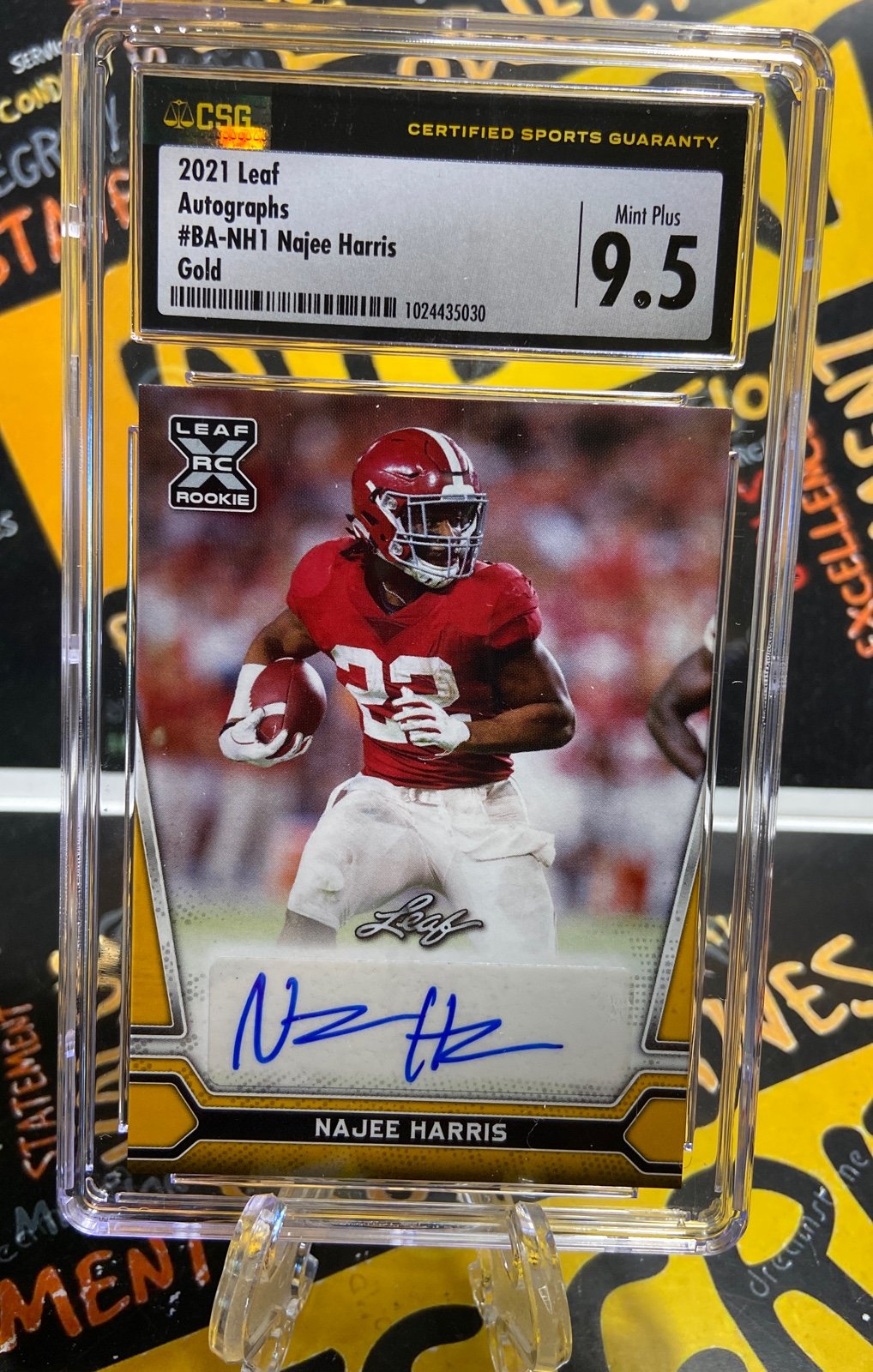 2021 Leaf Autographs #BA-NH1 Najee Harris Gold CSG Graded 9.5