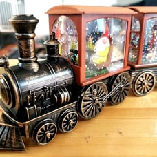 Train Snow Globe Christmas Snow Globe Lantern with Auto 6H Timer and Manual